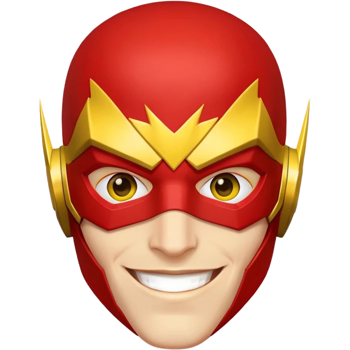 smiling face of The Flash superhero with red mask and yellow accents emoji