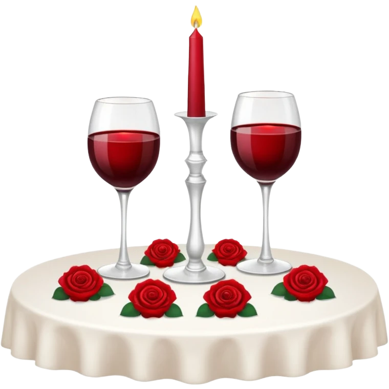  romantic table set for two with roses and red wine emoji