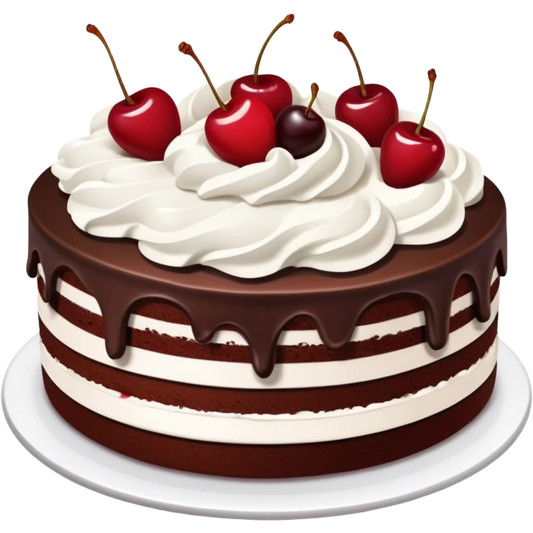 Black Forest cake with chocolate, cherries, and whipped cream emoji