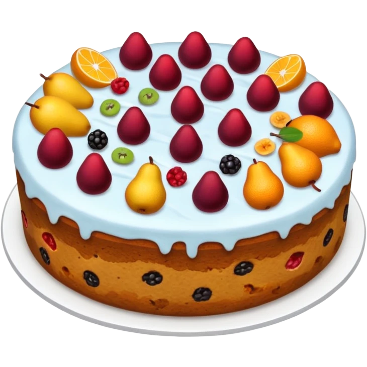 a fruit cake with visible fruit pieces, simple, clear emoji