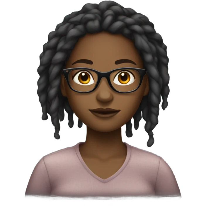 black girl teenager with locs and glasses emoji