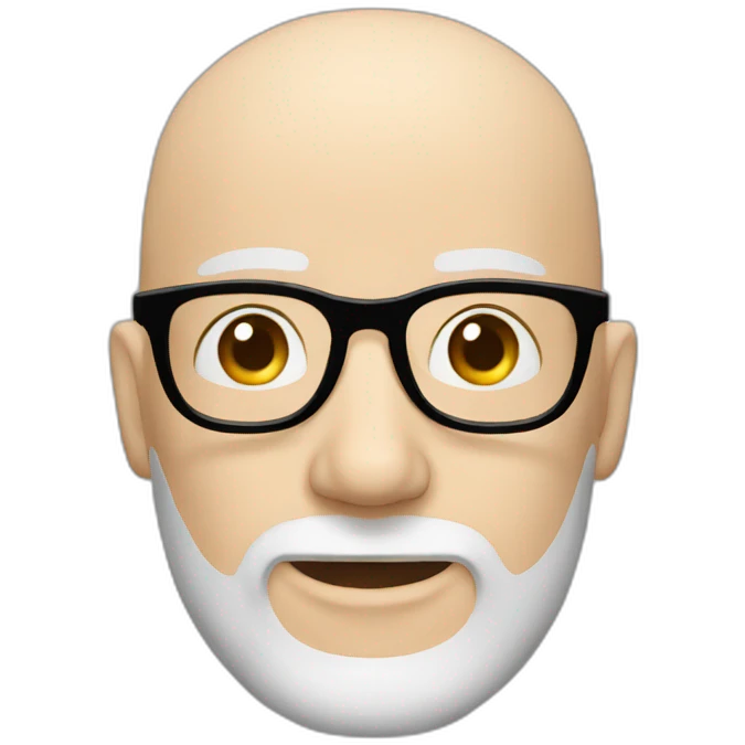 Pale Bald Bearded Man round glasses emoji