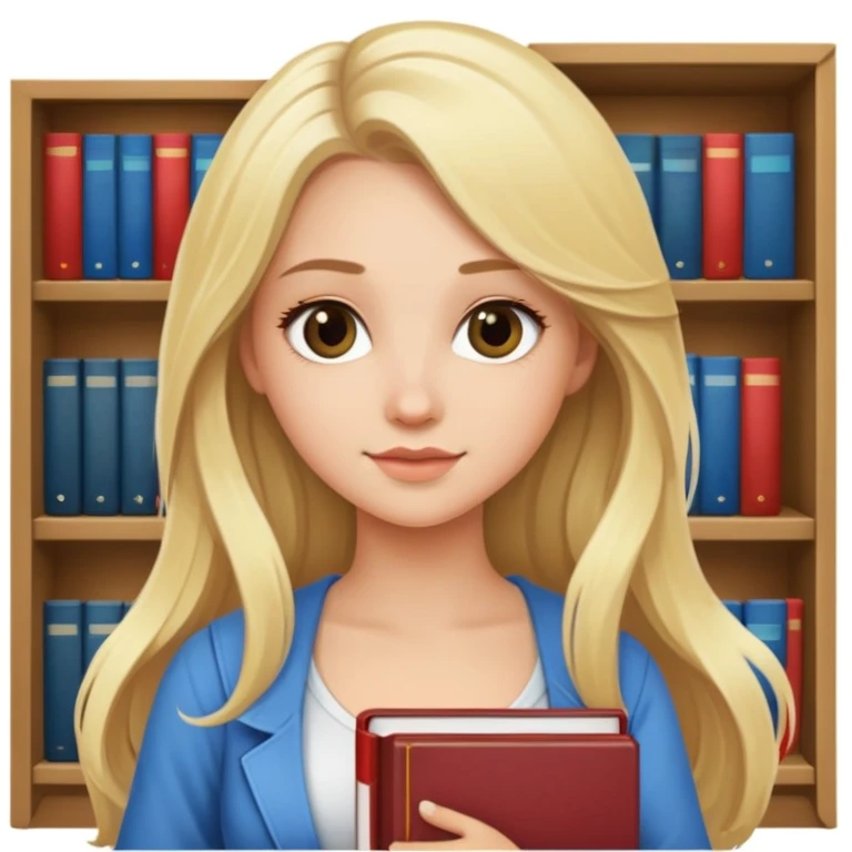 Pretty blonde girl with long hair carrying books and has cleavage  emoji