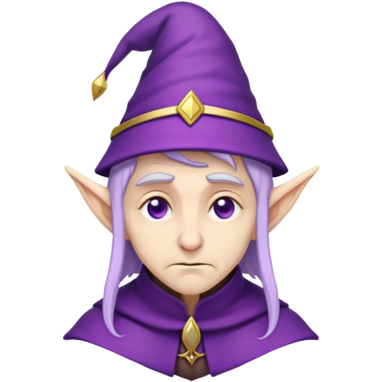 purple hat elf ear old wizard sad emoji