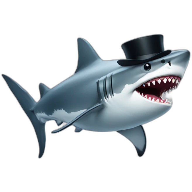 Shark with a top hat emoji