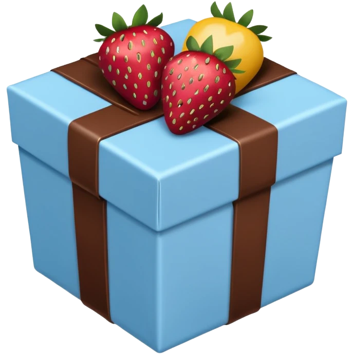 a pale blue gift box with chocolate-covered strawberries, emoji style emoji