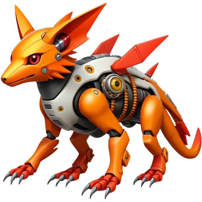  exotic futuristic warm-colored modern cyber-Fakémon-Digimon-Trico-creature emoji
