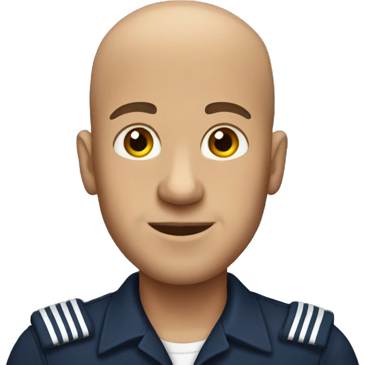 Bald man with us navy shirt emoji