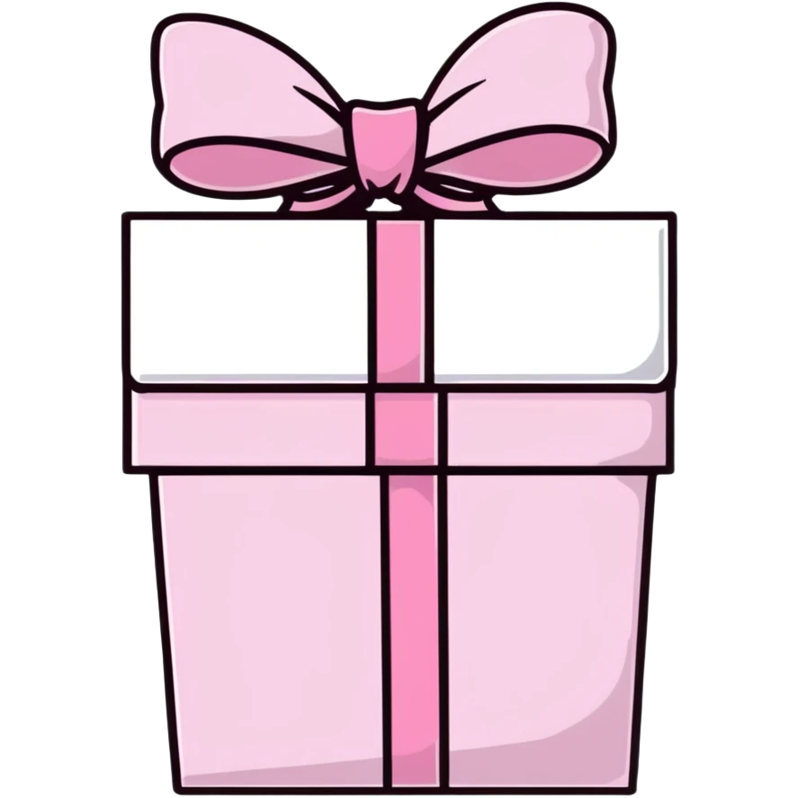 cute pink pastel gift box with ribbon, baby pink color emoji