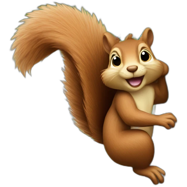 a squirrel hangs from a tree emoji