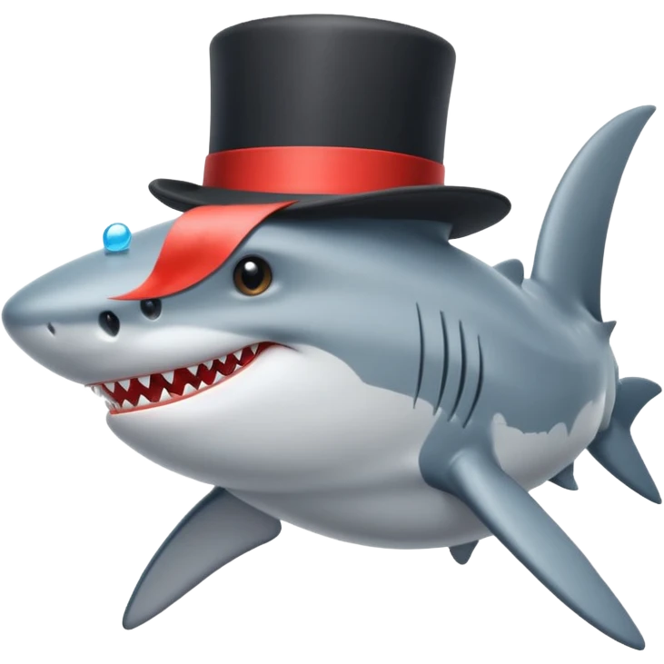 Shark with a top hat emoji