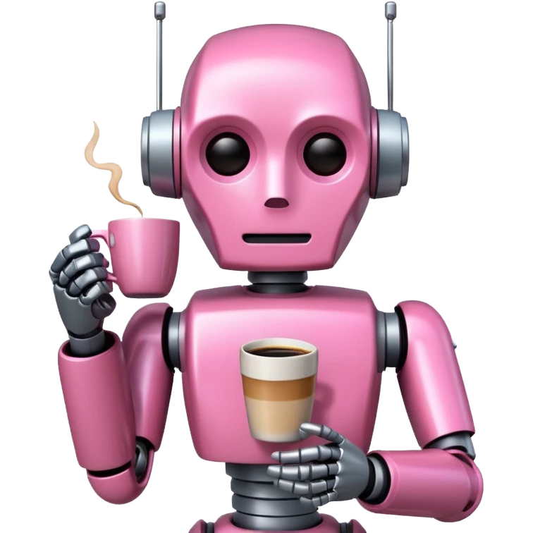 pink robot drink coffee emoji