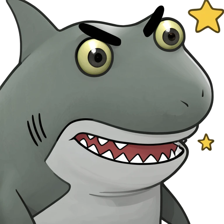 Shark with stars in eyes emoji