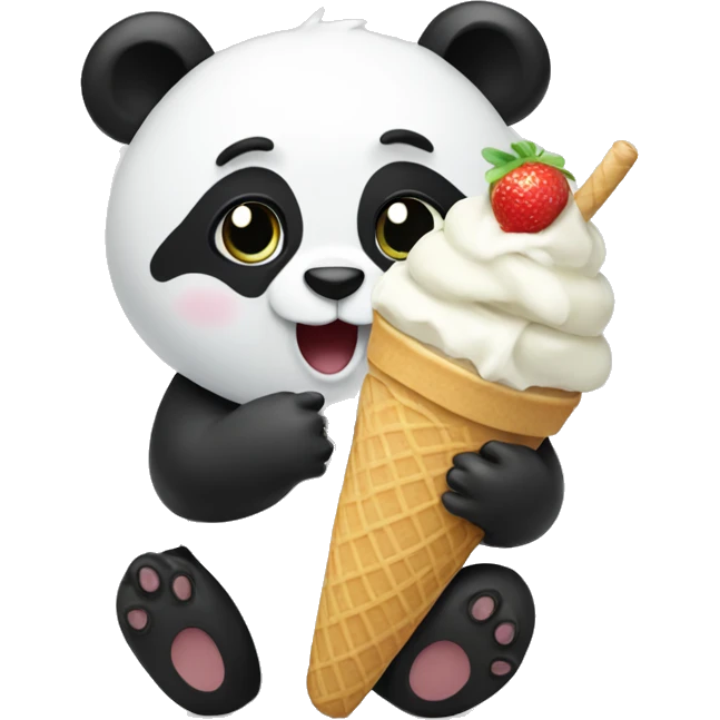 Panda eating ice cream emoji