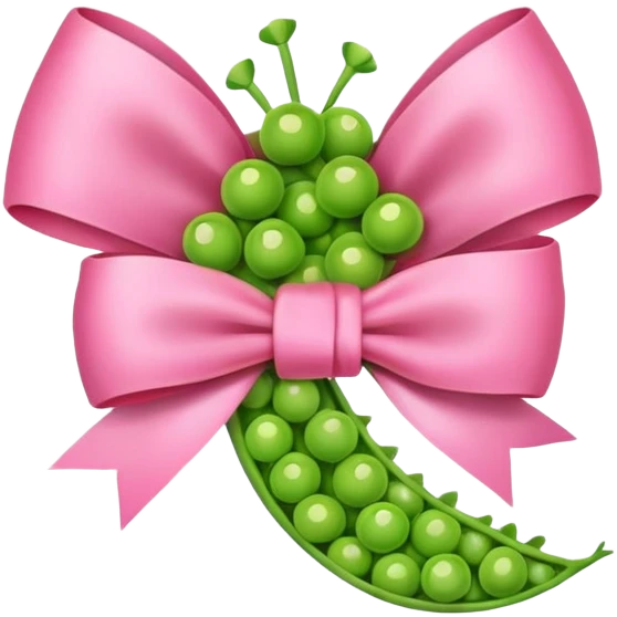 Green peas with pink bow emoji