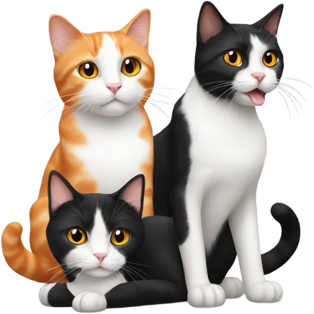 Two black cats and one orange and white cat  emoji