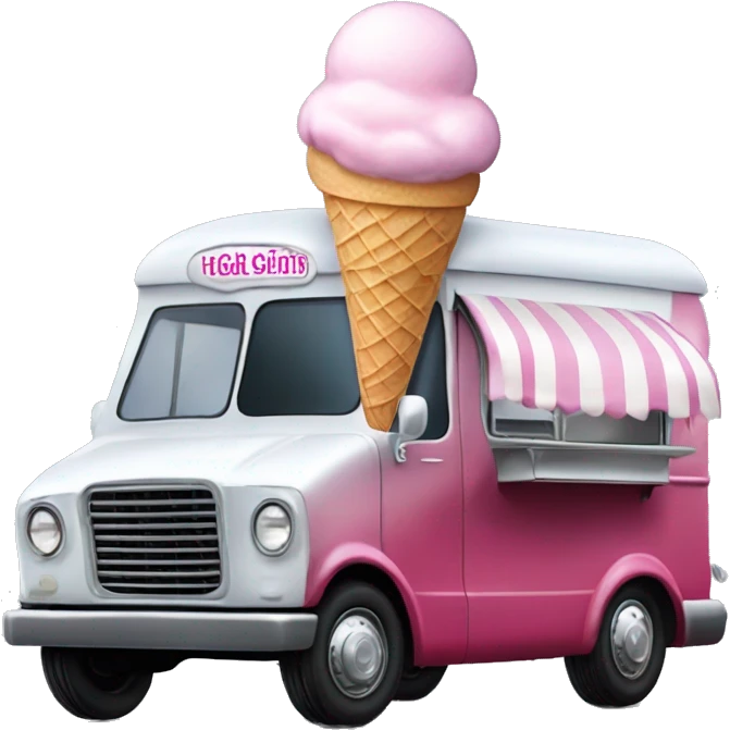 Gothic Flying ice cream van , pearl red emoji