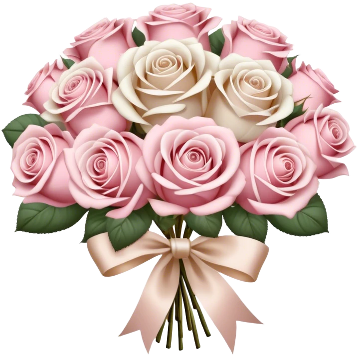 beautiful large aesthetic bouquet of roses in vintage style of white and powder pink color obligatory pearl beige silk ribbon  emoji