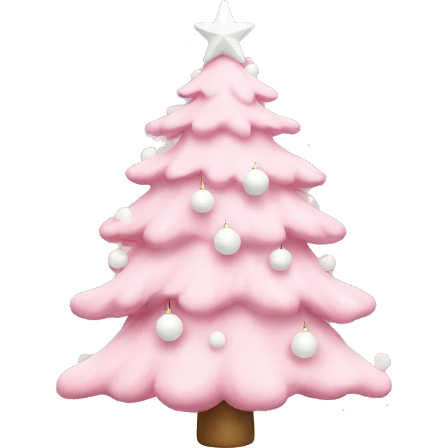 baby pink Christmas tree with white ornaments emoji