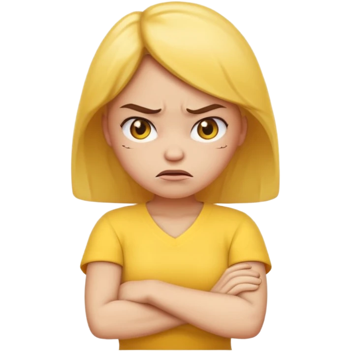 angry face girl emoji with arms crossed over each other in front emoji emoji