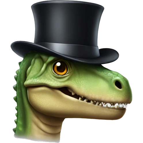 Dino with a top hat emoji