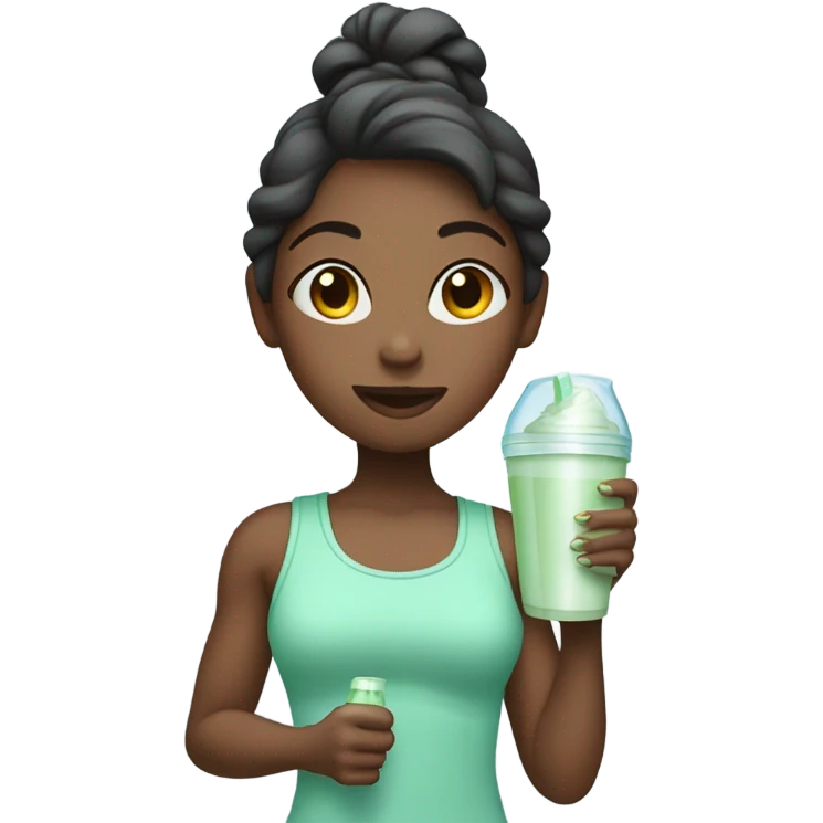 Protein shake girl drink mint clothes emoji