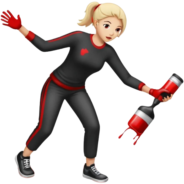 Jackson pollock flicking black white and red paint onto the floor emoji