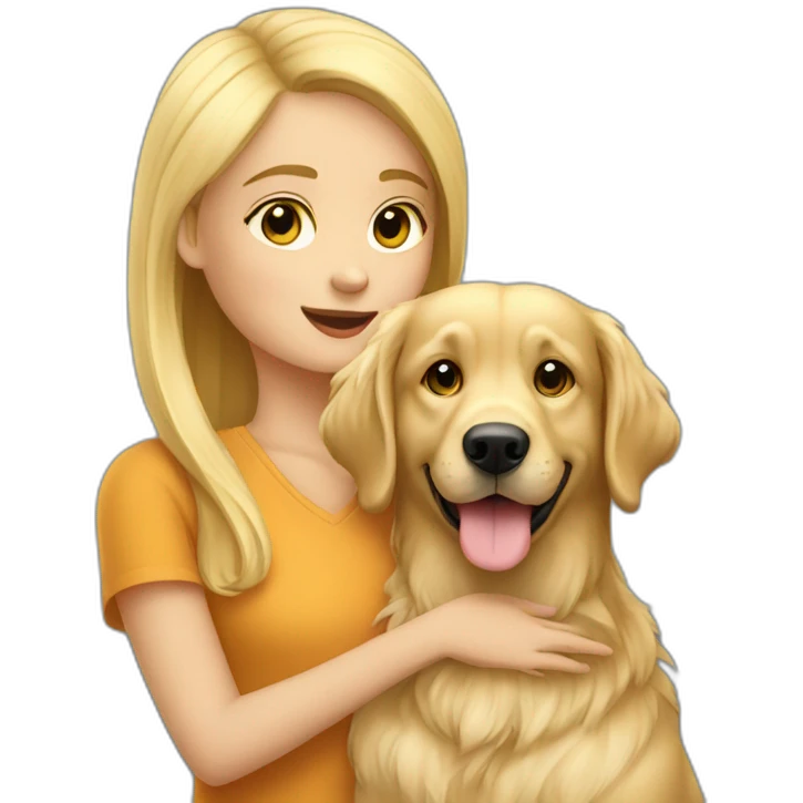Blonde girl with glasssz petting a golden retriever emoji