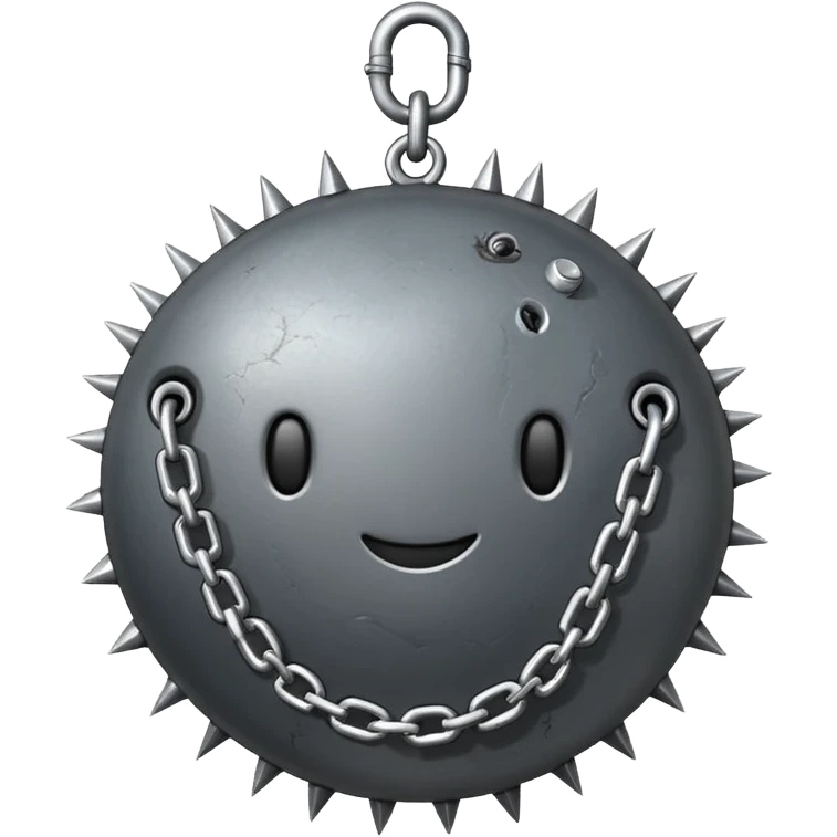 iPhone text message emoji size ball, and chain with spikes emoji