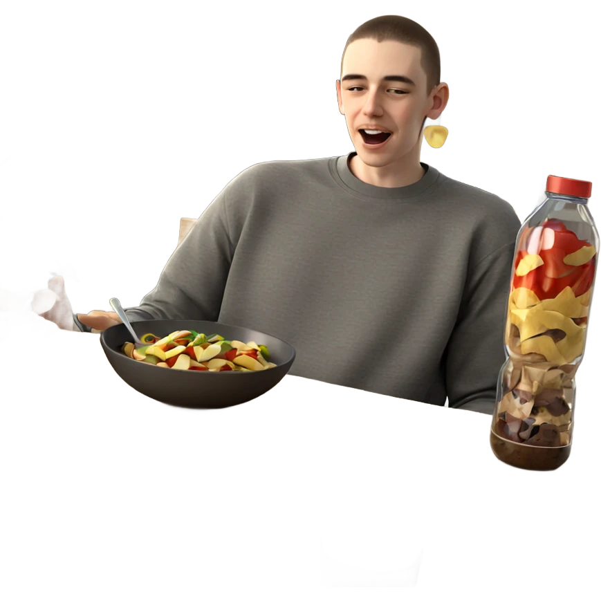 boy enjoying food indoors emoji