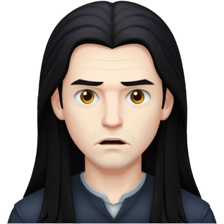 человек мужчина с бледной кожей и прической длинных волос чорных emoji