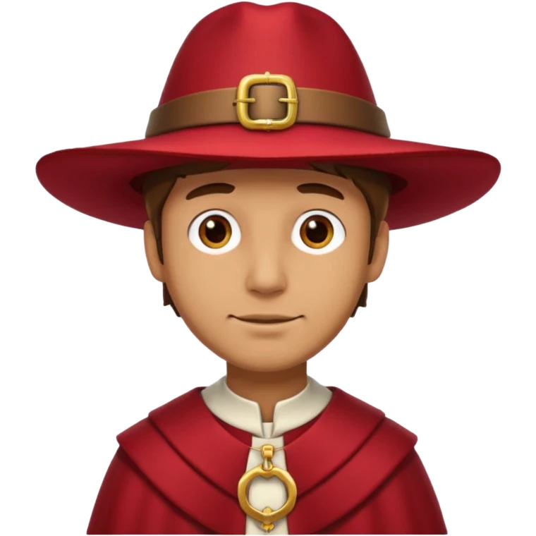 Man with red pilgrim-style hat and buckle.







































 emoji