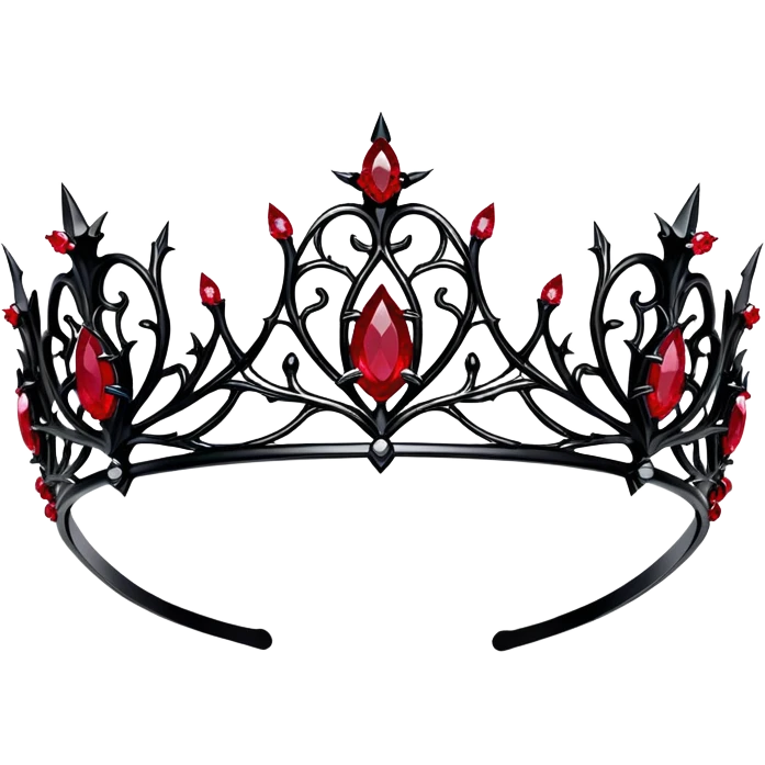 Black Gothic thorn tiara with ruby jewels  emoji