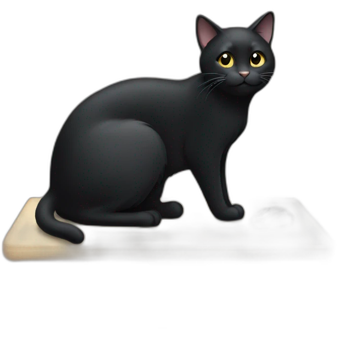Black cat looking at mouse emoji