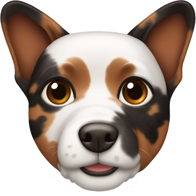 A black and brown tortoiseshell dog with pointy ears emoji