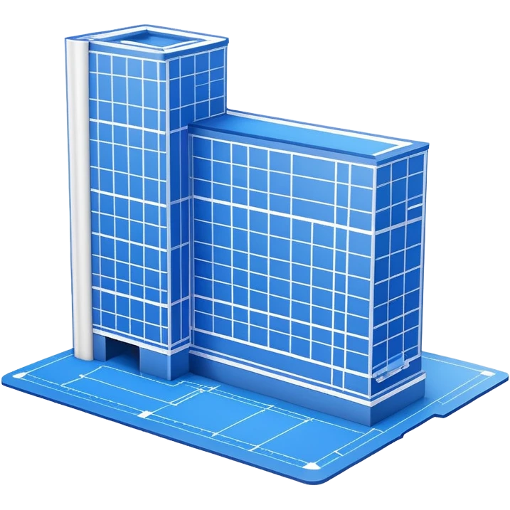 side view of a blue blueprint plan with white lines emoji