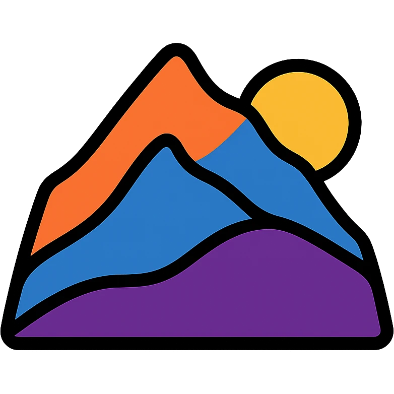 modern abstract icon of mountain silhouette with bold colors, inspired by Taiwan landscape, no cliche emoji