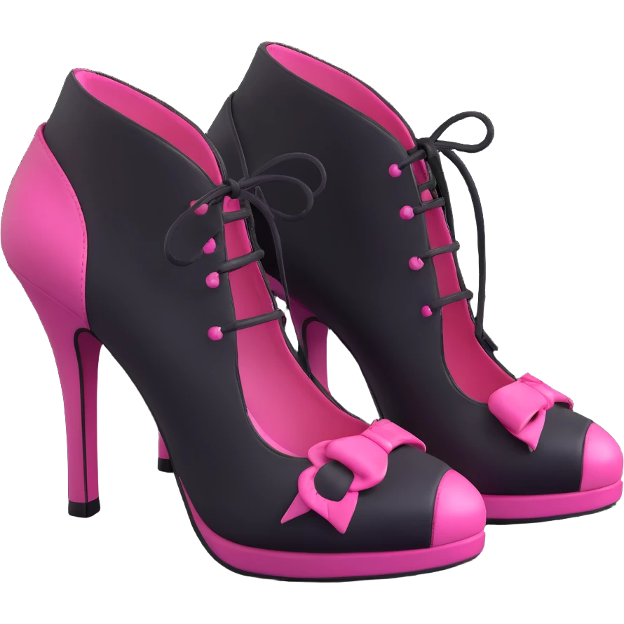 BLACKPINK-inspired gothic shoes, no hearts, black and pink, cute  emoji