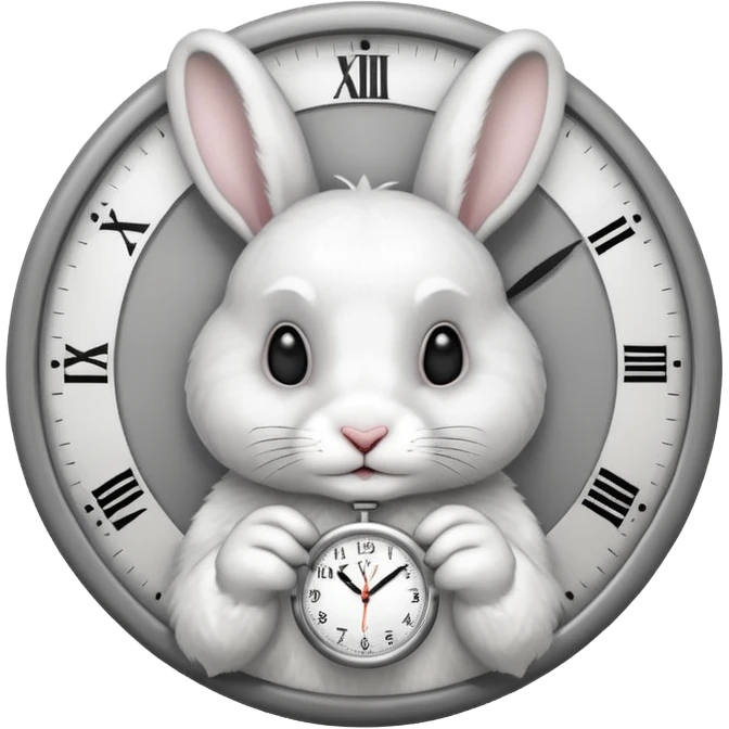 Un lapin qui a une horloge dqns la main emoji