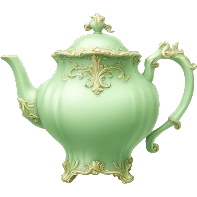 Realistic Pale Green vintage rococo teapot emoji