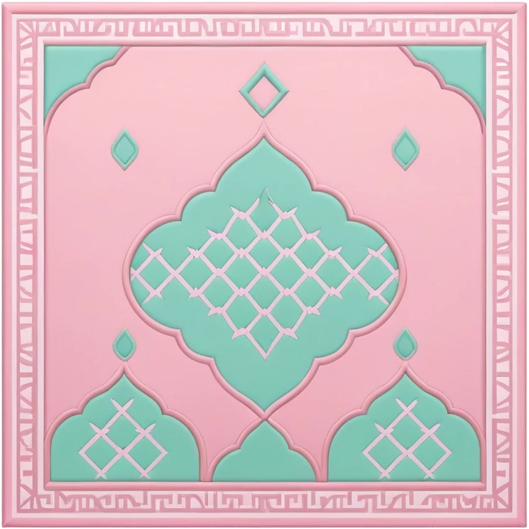 islamic Muslim prayer mat pink mint emoji