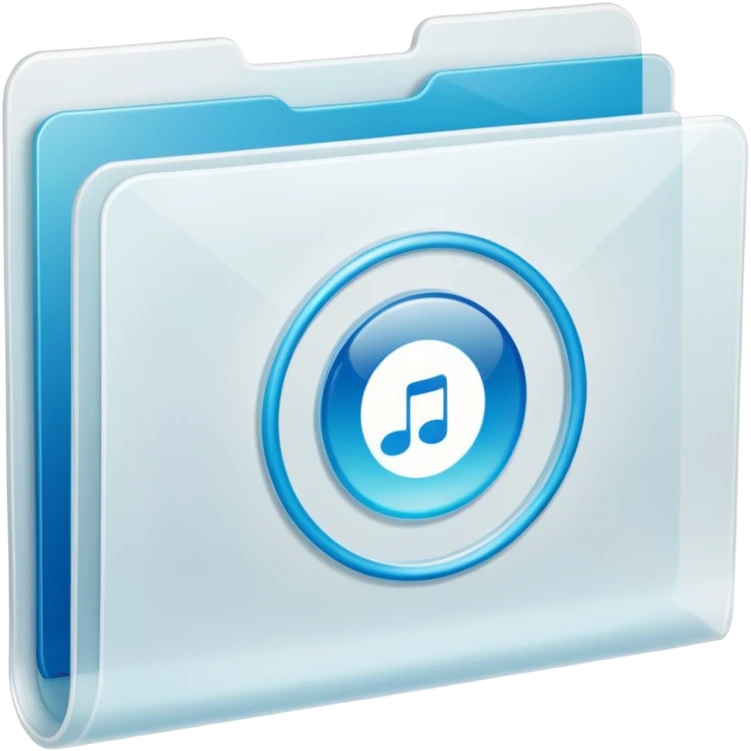 A **simple emoji-style icon** of a **transparent white plastic folder**, minimal and clean, with **rounded corners**, subtle translucency, soft shading, and a **small Concert arena symbol** on the front.
 emoji