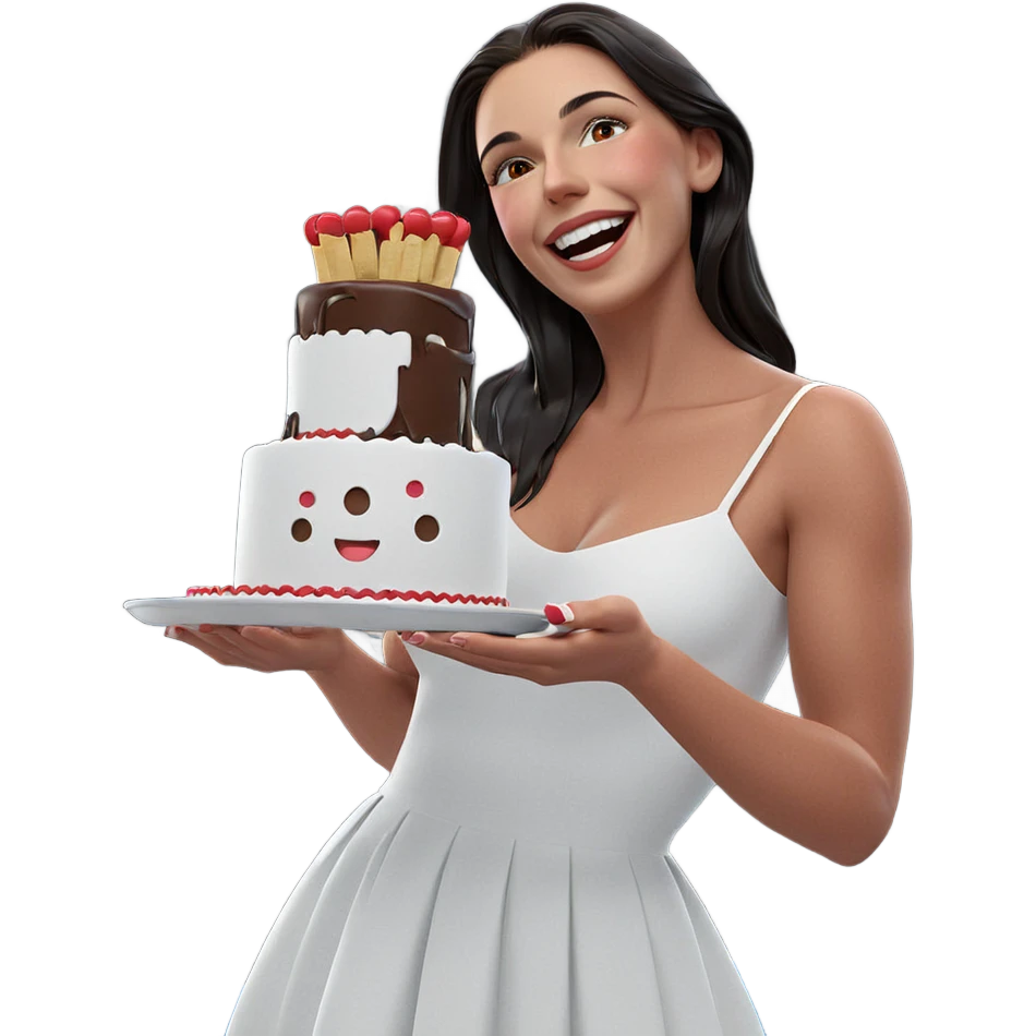 happy girl with cake emoji