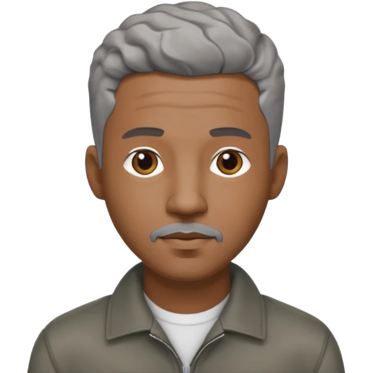 A cool debinaire black man with a very short wavy gray haired crew cut and a very short trimmed goatee. emoji