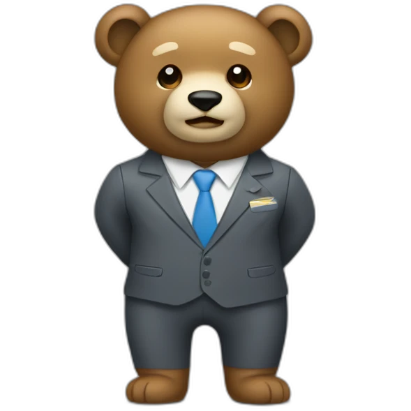 un oso con pelo y traje de empresario emoji