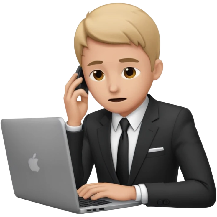 Overwhelmed trader in front of laptop emoji