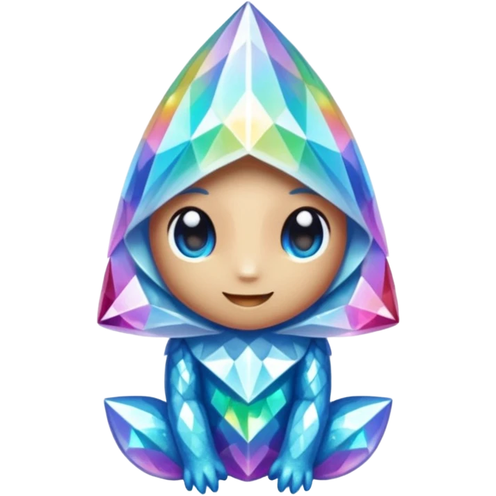 Glitter-dusted Crystaline Light-refracting Prismatic Pokémon-Fakémon-Digimon-Creature, (full body) emoji