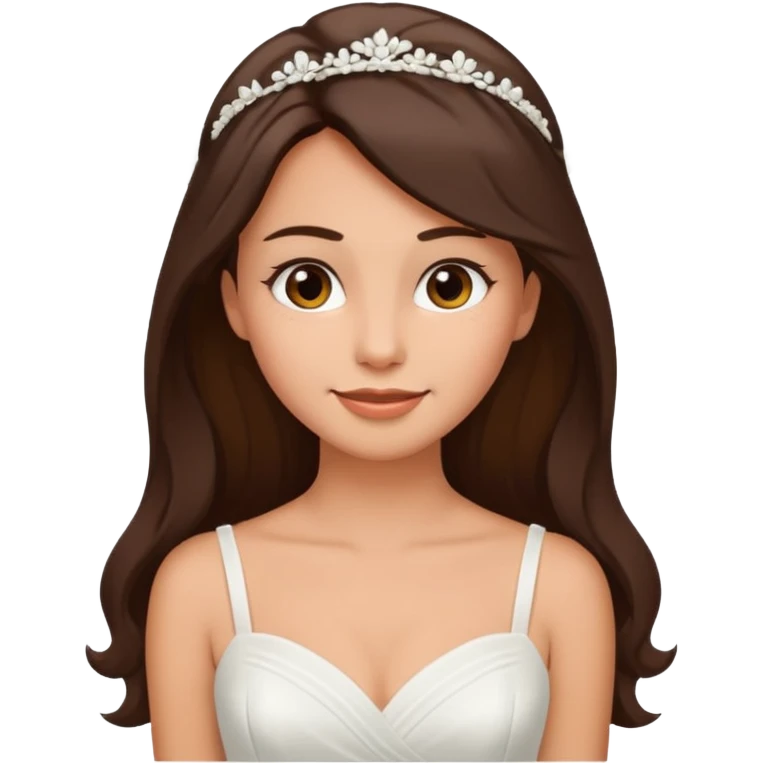 White tanned skin bride with dark hazel hair with a chin on her face emoji