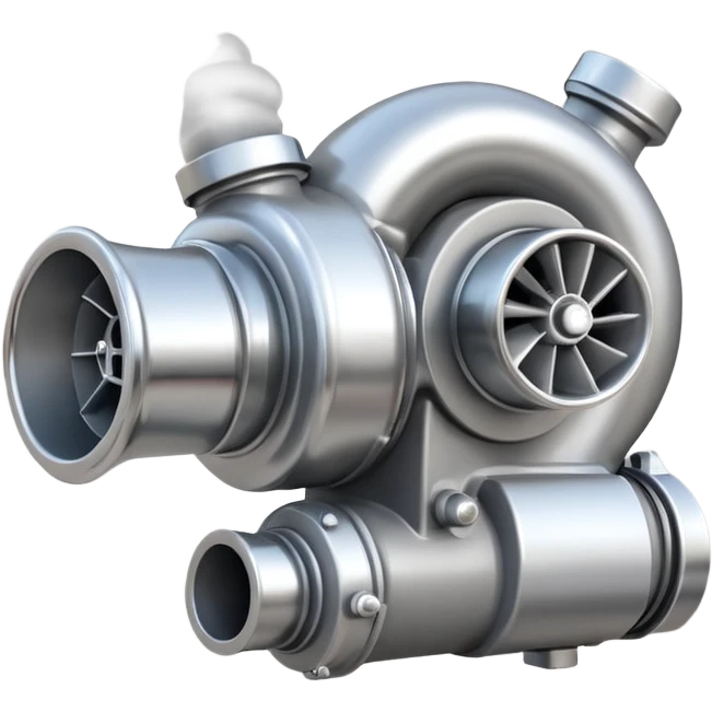 Emoji of a turbocharger blowing boost with cartoon smoke puffs emoji