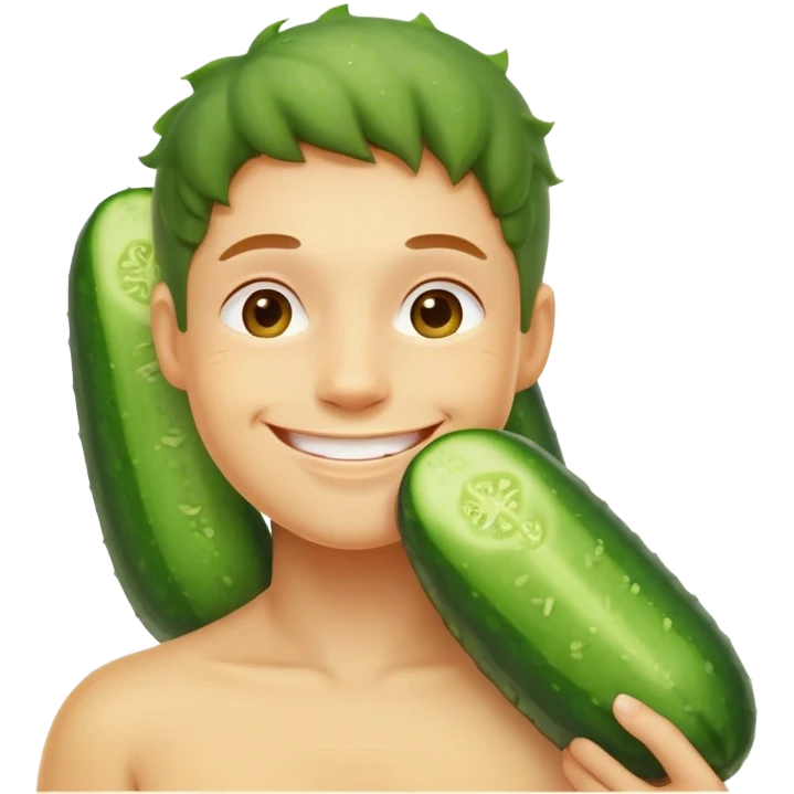 smiley relaxing wearing cucumbers emoji